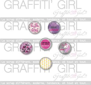 Badges "Ptite puce" scrapbooking, fille, enfant, bébé , girl , licorne, bisous, coeur, tendresse, câlins, rose, girly