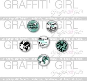 Badges "Voyage " Graffiti Girl combo Vert  vacances planisphère, globe, famille, français
