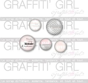 Badges "Cocon Bis" lot de 5 badges cocon roses et gris