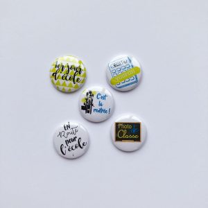 Badges "A l'école" school, rentrée scolaire, 1er jour d'école, photo de classe, button flair, scrap, badges, pinceau, beaux-art,